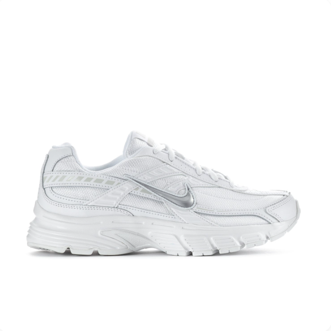 Nike White & Metallic Silver Low-Top Sneakers with Chunky Sole