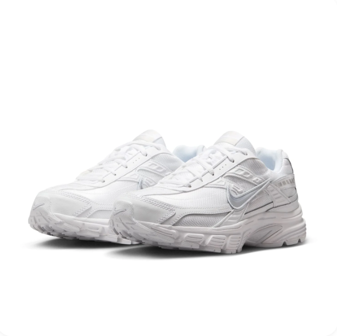 Nike White & Metallic Silver Low-Top Sneakers with Chunky Sole