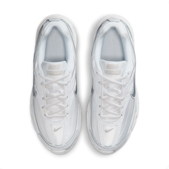 Nike White & Metallic Silver Low-Top Sneakers with Chunky Sole