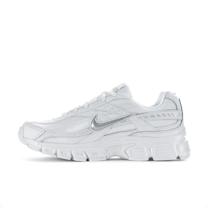 Nike White & Metallic Silver Low-Top Sneakers with Chunky Sole