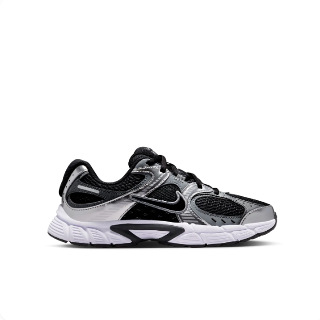 Nike Metallic Silver & Black Mesh-Panel Low-Top Sneakers
