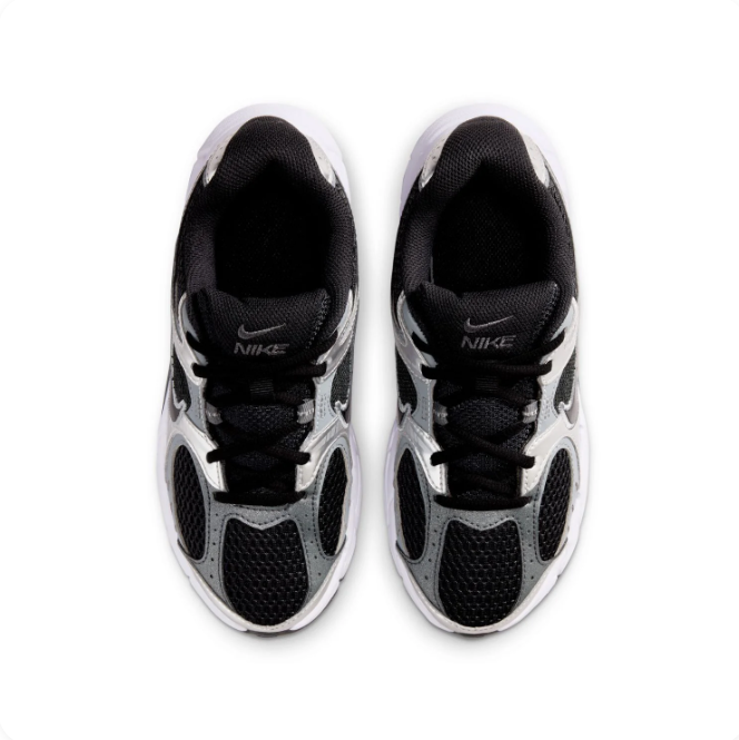 Nike Metallic Silver & Black Mesh-Panel Low-Top Sneakers