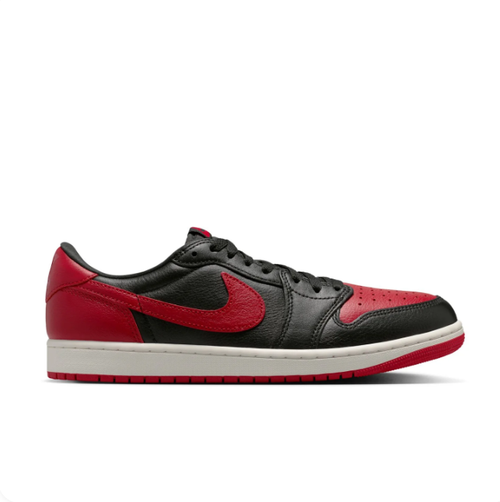 Air Jordan 1 Low Black & Red Sneakers with Cream Midsole
