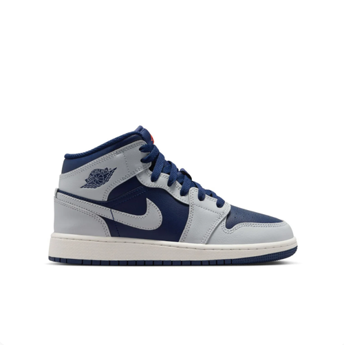 Air Jordan 1 Mid Light Gray & Navy Sneakers