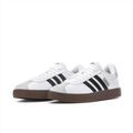 adidas White & Black Three-Stripe Low-Top Sneakers with Gum Sole