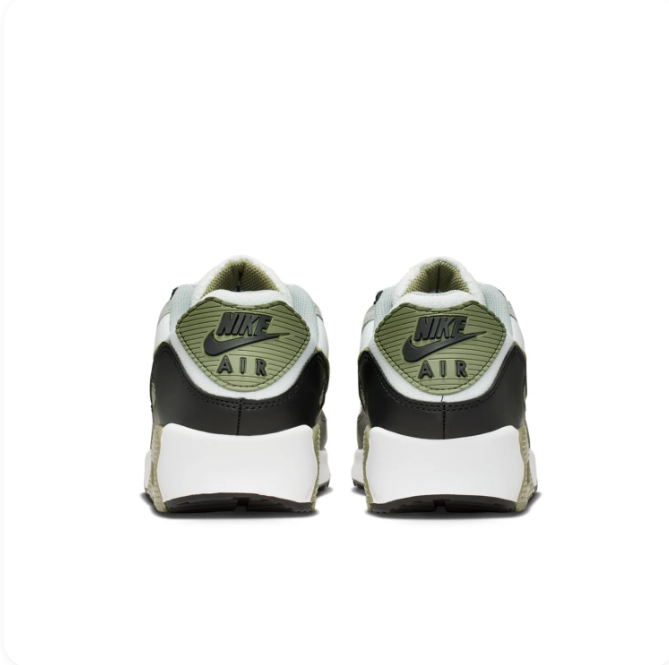 Nike White, Gray & Olive Low-Top Sneakers with Visible Air Window