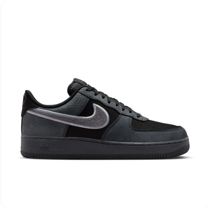 Nike Black & Charcoal Low-Top Sneakers with Silver-Gray Swoosh