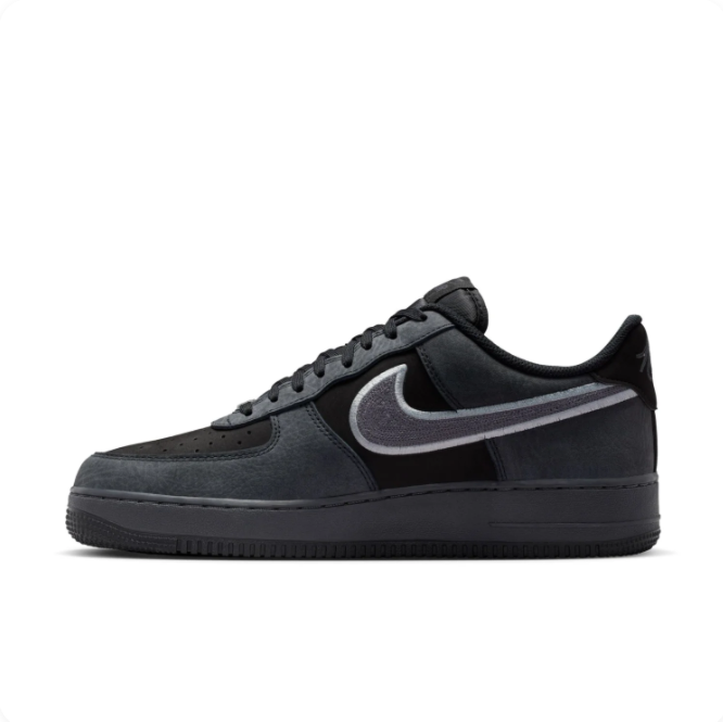 Nike Black & Charcoal Low-Top Sneakers with Silver-Gray Swoosh