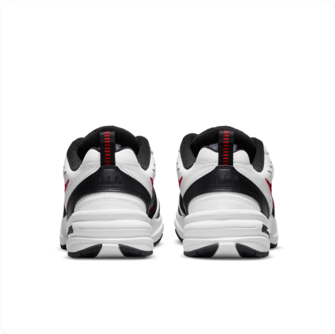 Nike Air Monarch IV White & Black Sneakers with Red Accents