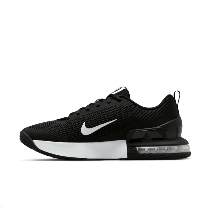 Nike Black Mesh Sneakers with White Swoosh & Visible Heel Air Unit