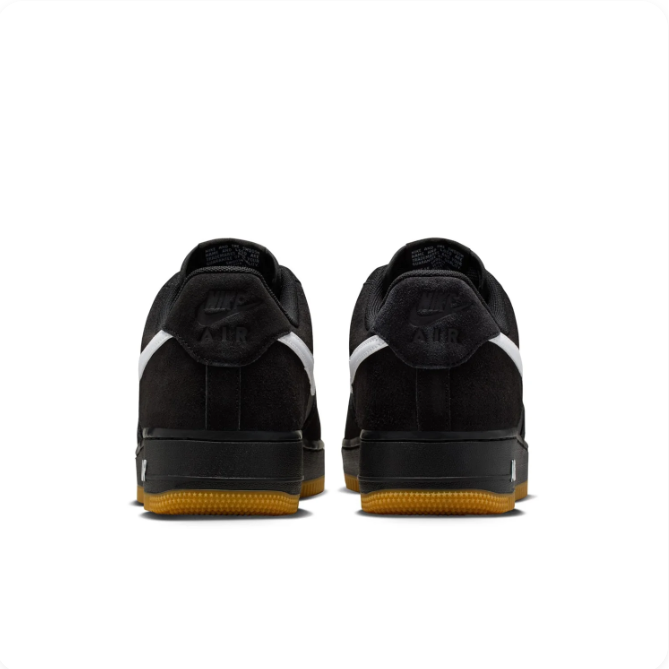 Nike Air Force 1 Black Sneakers with White Swoosh & Gum Sole