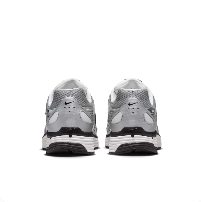 Nike P-6000 Metallic Silver & Gray Low-Top Sneakers with Black Accents
