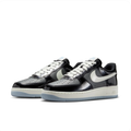 Nike Air Force 1 Glossy Black & Gray Sneakers with Icy Blue Sole