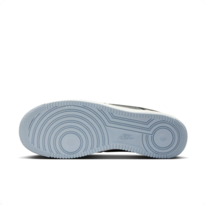 Nike Air Force 1 Glossy Black & Gray Sneakers with Icy Blue Sole