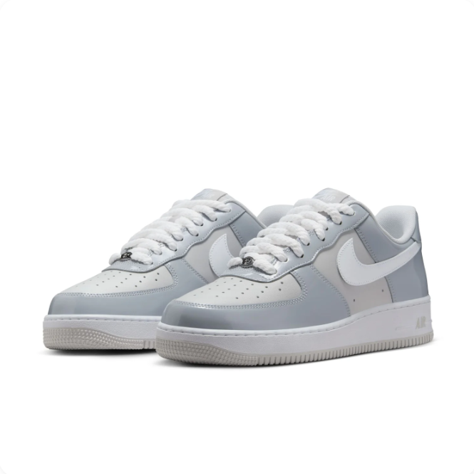 Nike Air Force 1 Light Gray & White Color-Block Low-Top Sneakers