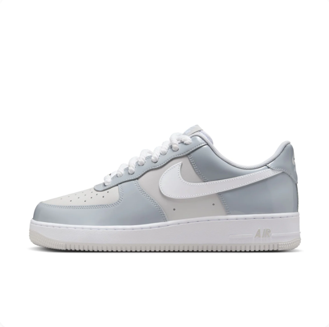 Nike Air Force 1 Light Gray & White Color-Block Low-Top Sneakers