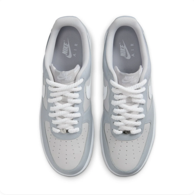 Nike Air Force 1 Light Gray & White Color-Block Low-Top Sneakers