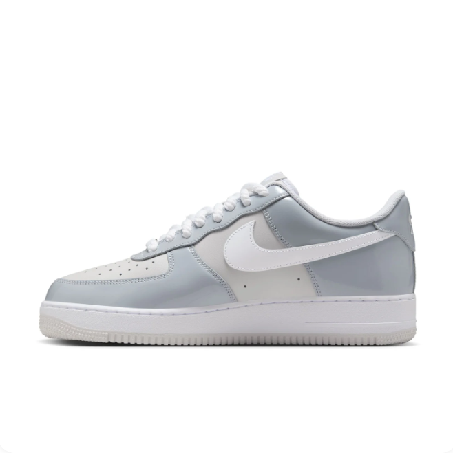 Nike Air Force 1 Light Gray & White Color-Block Low-Top Sneakers