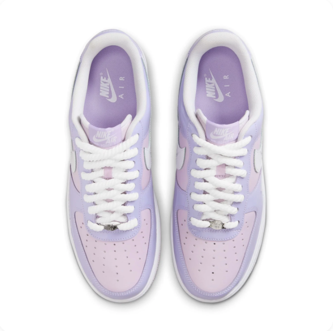 Nike Air Force 1 Lavender & Pink Low-Top Sneakers with White Swoosh
