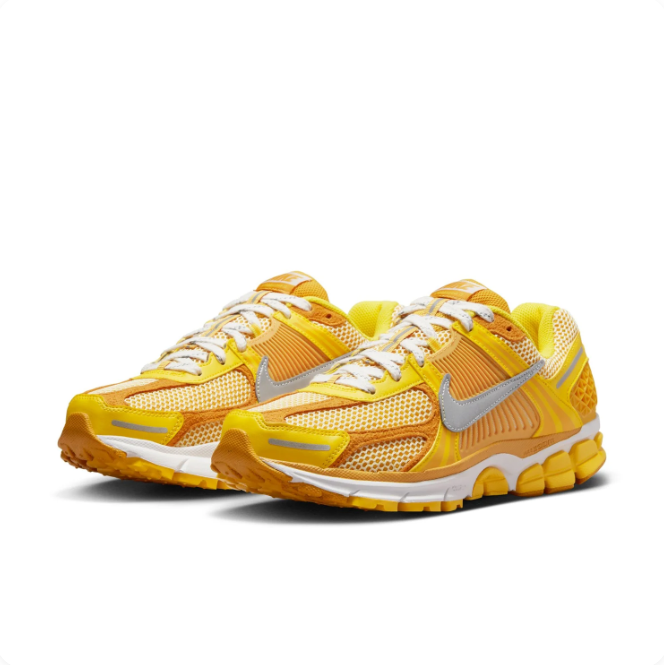 Nike Yellow & Golden Orange Mesh-Panel Sneakers with Silver Swoosh