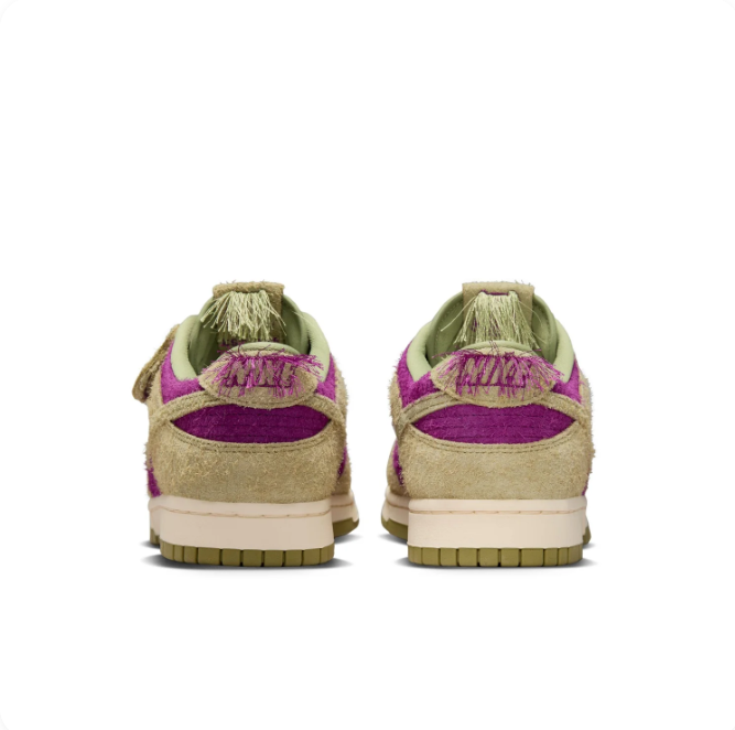 Nike Dunk Low Magenta & Olive Textured Sneakers with Tassel Details