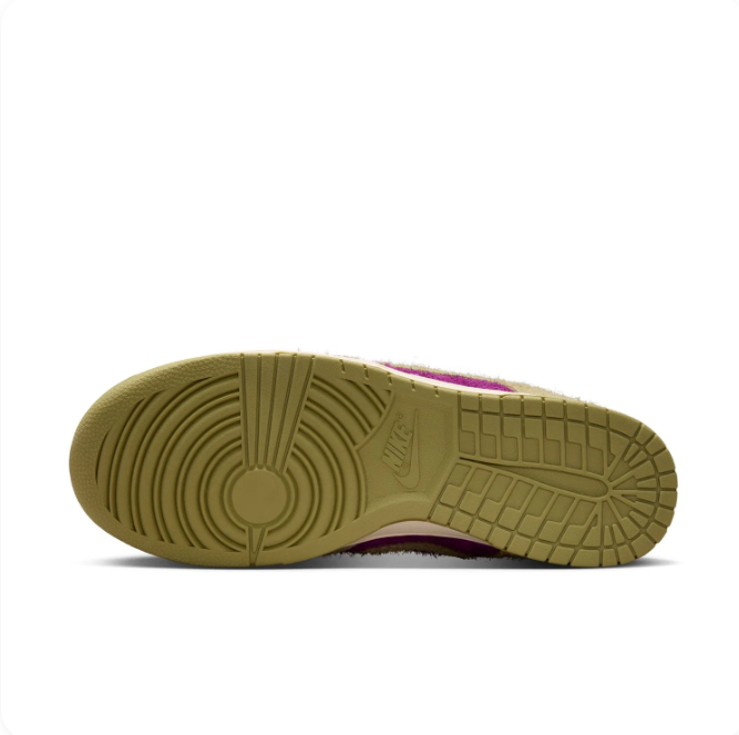 Nike Dunk Low Magenta & Olive Textured Sneakers with Tassel Details