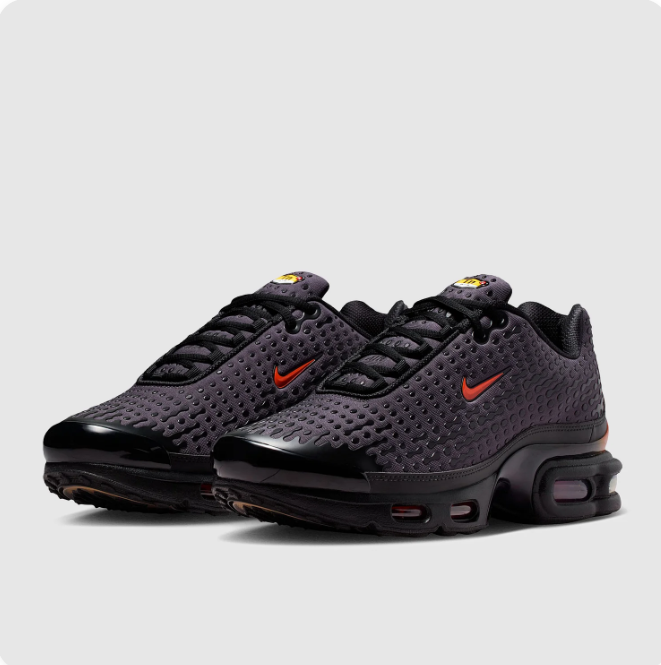 Nike Charcoal Textured Sneakers with Orange Accents & Visible Air Units