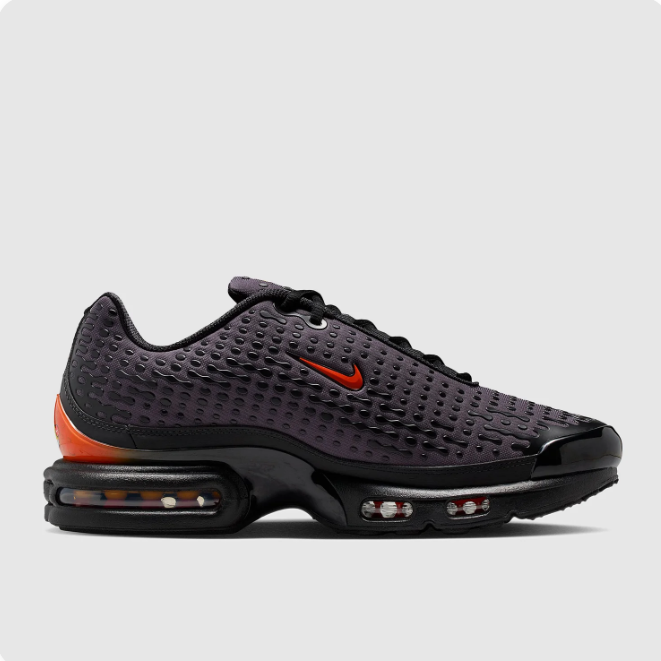 Nike Charcoal Textured Sneakers with Orange Accents & Visible Air Units