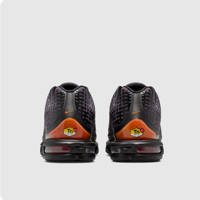 Nike Charcoal Textured Sneakers with Orange Accents & Visible Air Units