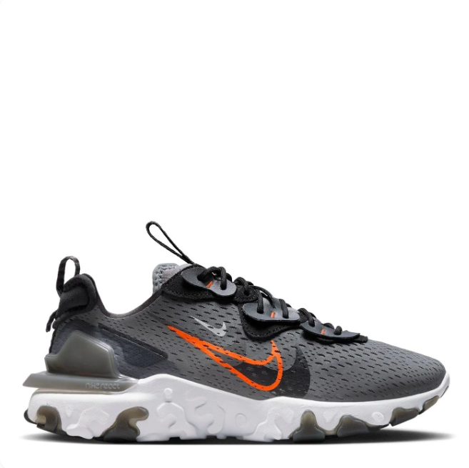 Nike Gray & Orange Low-Top Sneakers with Sculpted White Sole