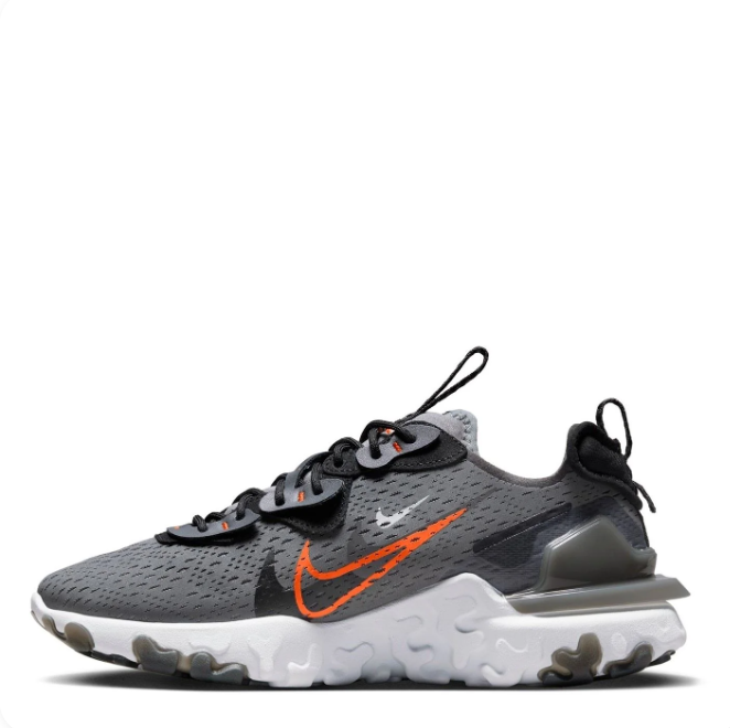 Nike Gray & Orange Low-Top Sneakers with Sculpted White Sole