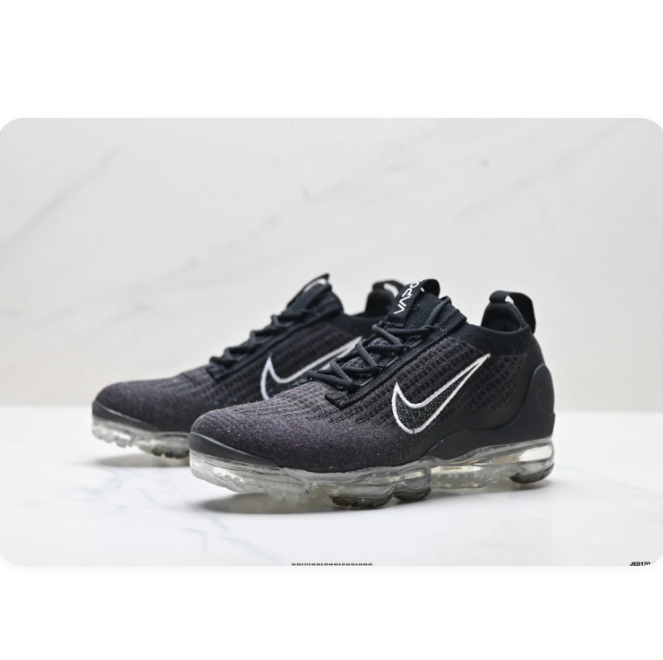 Nike Air VaporMax Black & Gray Knit-Texture Sneakers