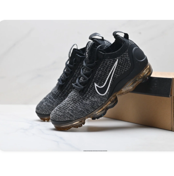 Nike Air VaporMax Black & Gray Knit-Texture Sneakers