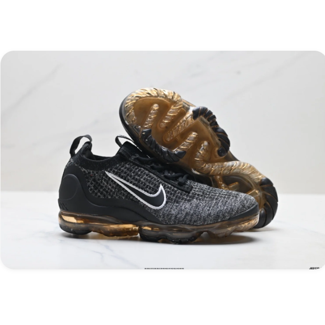 Nike Air VaporMax Black & Gray Knit-Texture Sneakers