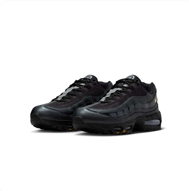 Nike Air Max 95 Black & Charcoal Low-Top Sneakers with Yellow Accents