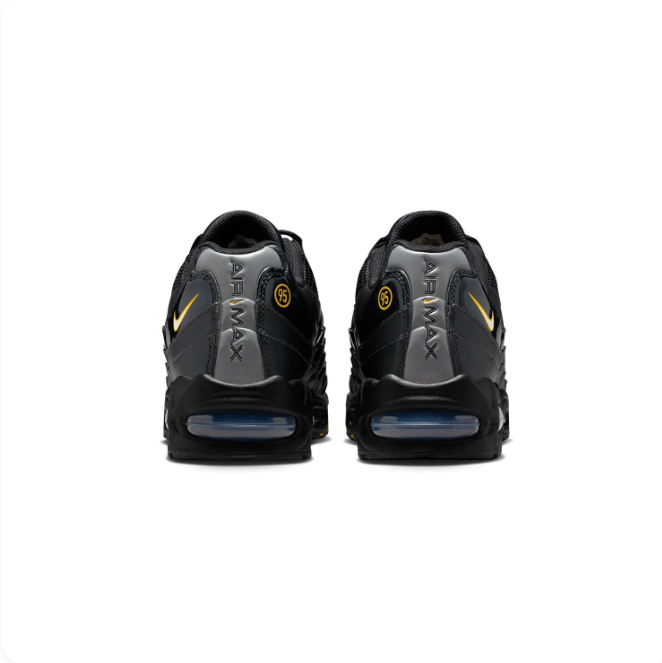 Nike Air Max 95 Black & Charcoal Low-Top Sneakers with Yellow Accents