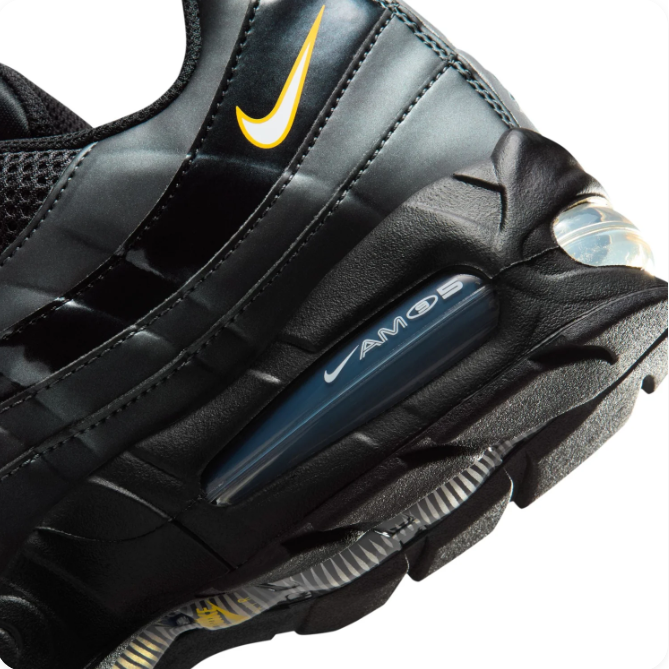 Nike Air Max 95 Black & Charcoal Low-Top Sneakers with Yellow Accents