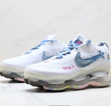 Nike White & Denim Blue Low-Top Sneakers with Pastel Sole