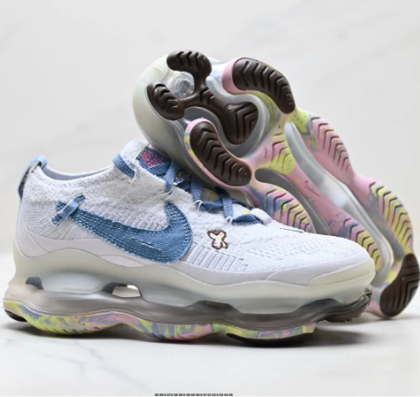 Nike White & Denim Blue Low-Top Sneakers with Pastel Sole