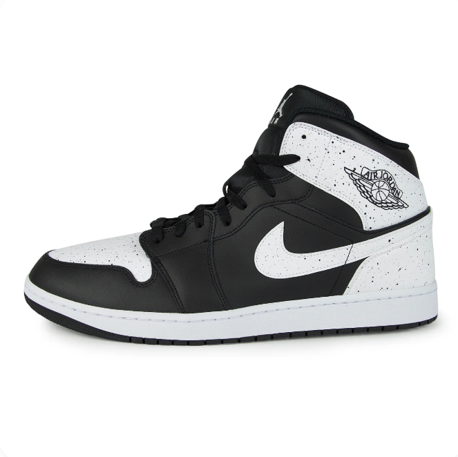 Jordan Black & White High-Top Sneakers with Speckled Details